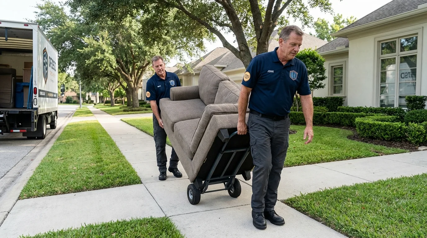 Local residential moving crew loading furniture in Fort Davis, TX