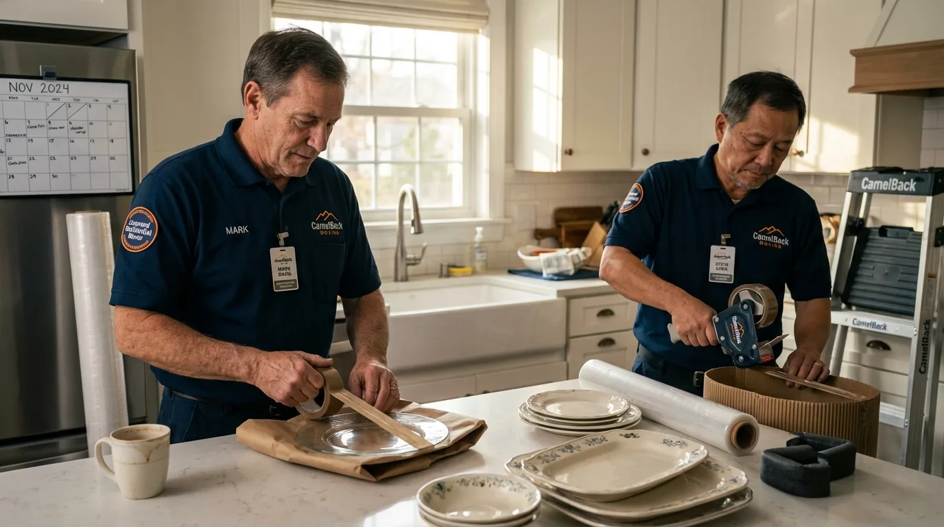 Professional crew packing kitchen dishware in Fort Davis, TX